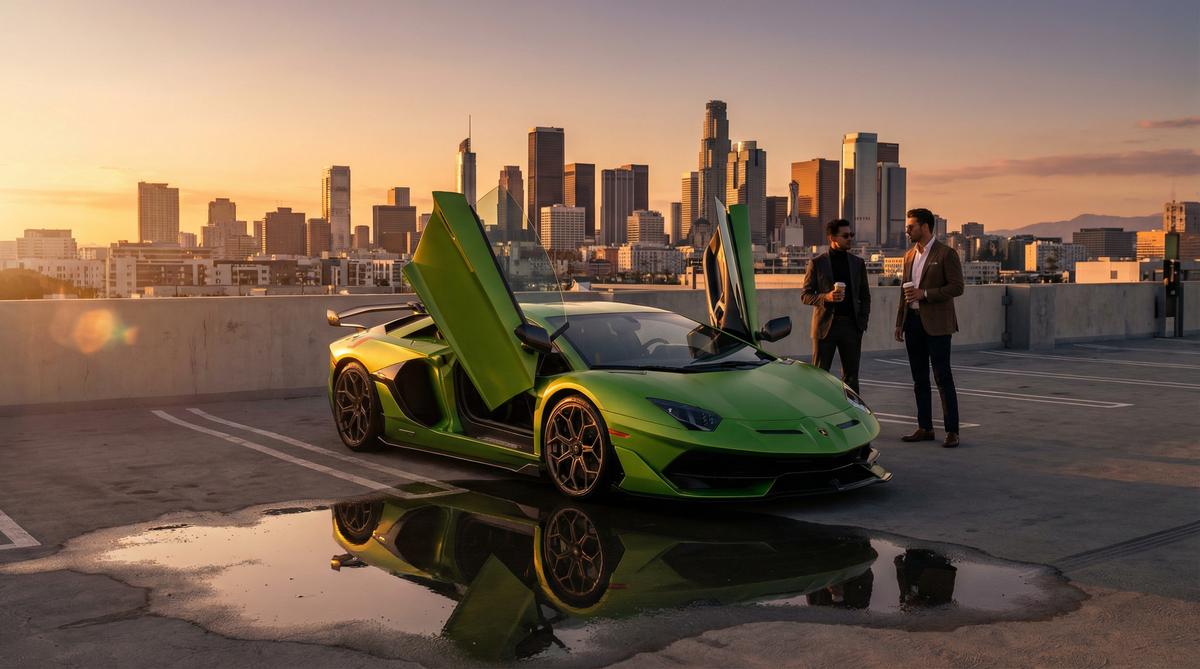 媚黑汽车改装视频-城市天台超跑改装展示