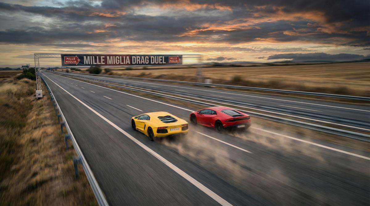 媚黑汽车改装视频-双车直线加速对决